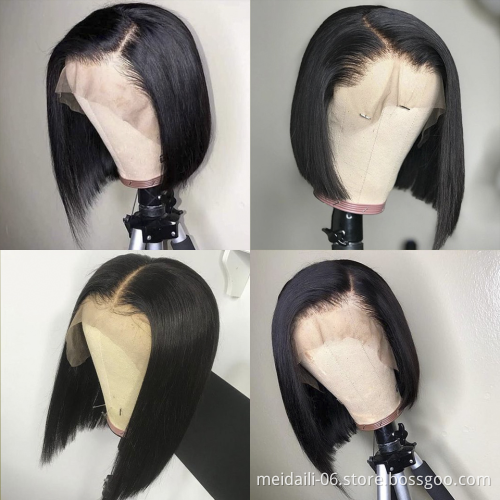 Straight bob wigs  cheap brazilian  human hair wigs bob lace frontal wigs for black women